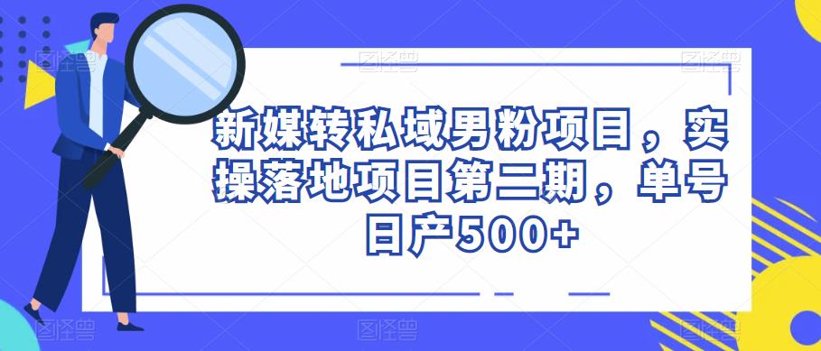 【6508期】新媒转私域男粉项目，实操落地项目第二期，单号日产500+
