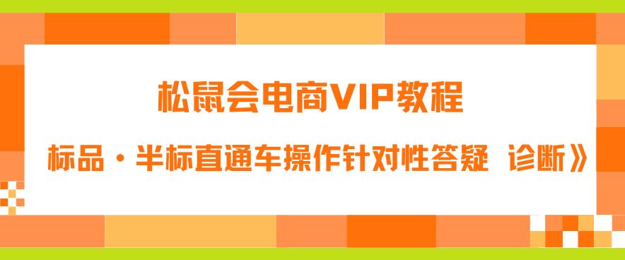 【6927期】松鼠会电商VIP教程：松鼠《付费推广标品·半标直通车操作针对性答疑&诊断》