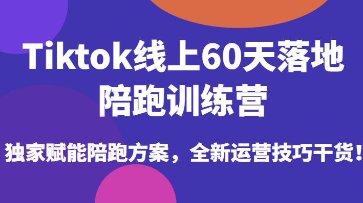 【6958期】Tiktok线上60天落地陪跑训练营，独家赋能陪跑方案，全新运营技巧干货