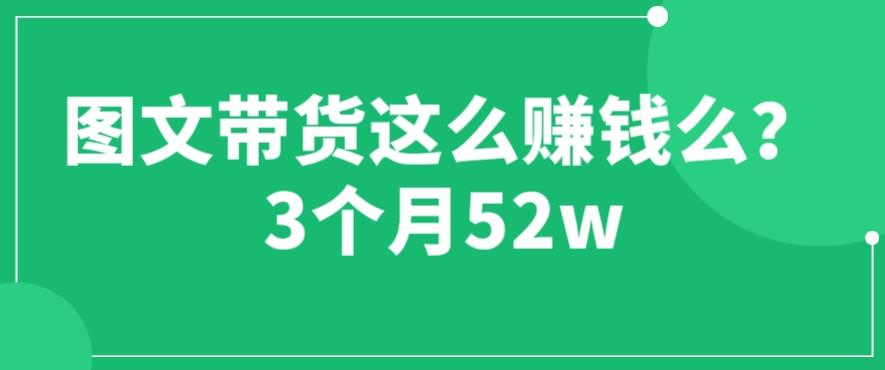 【7012期】图文带货这么赚钱么? 3个月52W 图文带货运营加强课【揭秘】