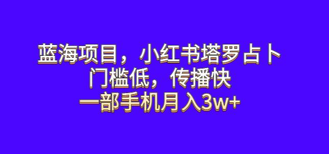 【7055期】蓝海项目，小红书塔罗占卜，门槛低，传播快，一部手机月入3w+【揭秘】