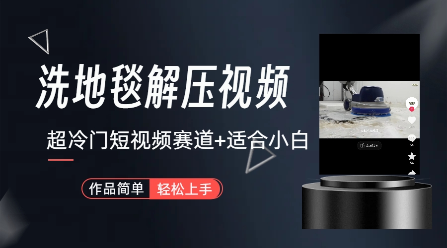 【7859期】超冷门抖音短视频赛道-清洗地毯解压视频-简单无脑怼作品（教程+素材）