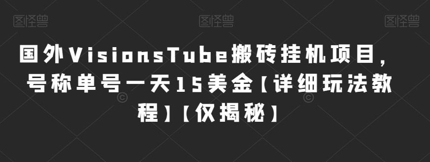 【8027期】国外VisionsTube搬砖挂机项目，号称单号一天15美金【详细玩法教程】