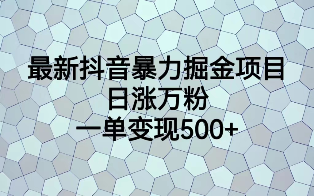 【8099期】最火热的抖音暴力掘金项目，日涨万粉，多种变现方式，一单变现可达500+
