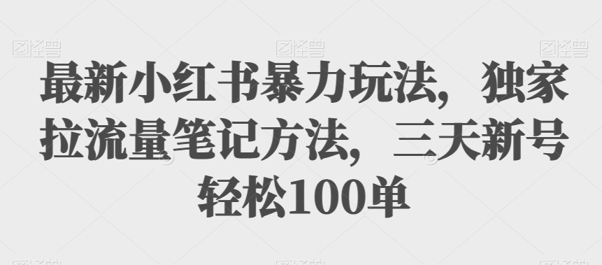 【8371】最新小红书暴力玩法，独家拉流量笔记方法，三天新号轻松100单【揭秘】