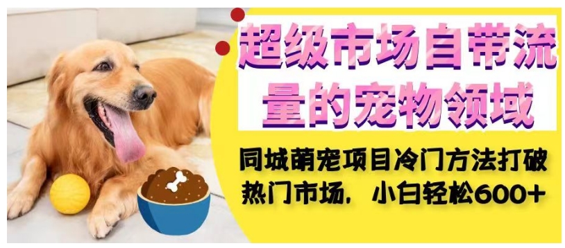 【8570】超级市场自带流量的宠物领域，同城萌宠项目冷门方法打破热门市场，小白轻松600+