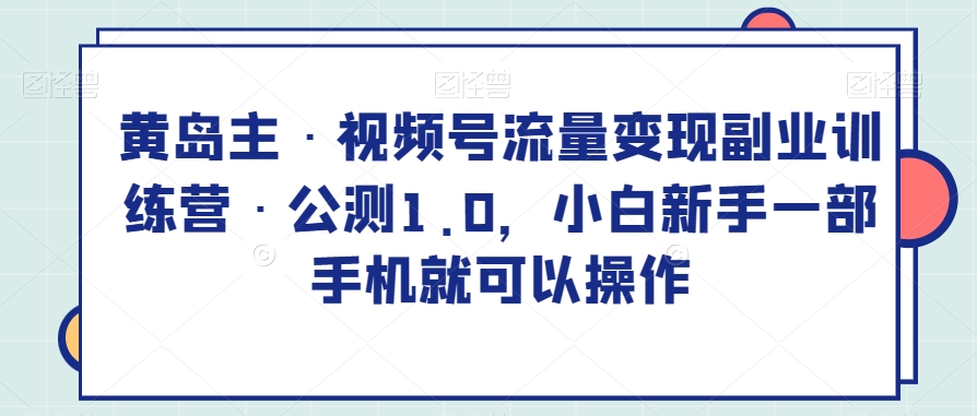 【9203】黄岛主·视频号流量变现副业训练营·公测1.0，小白新手一部手机就可以操作【加密课】