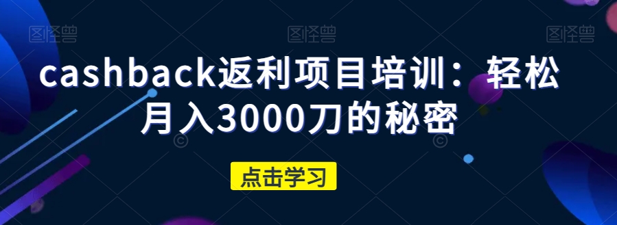 【9220】cashback返利项目培训：轻松月入3000刀的秘密