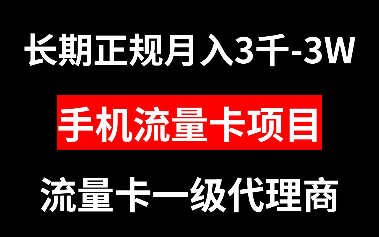 【10049】手机流量卡代理月入3000-3W长期正规项目