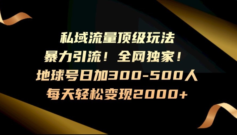 【10086】暴力引流，全网独家，地球号日加300-500人，私域流量顶级玩法，每天轻松变现2000+