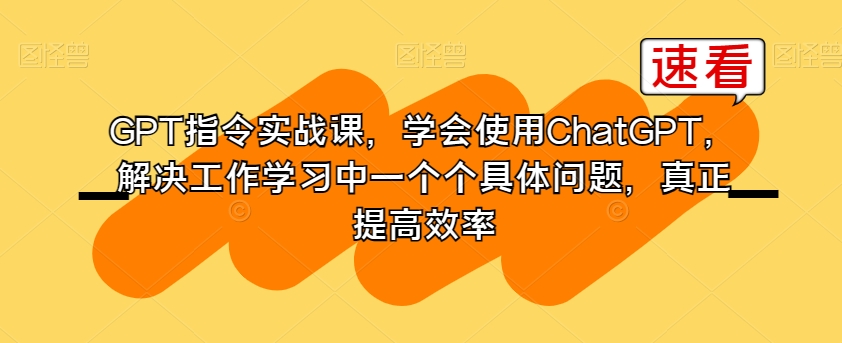 【10132】GPT指令实战课，学会使用ChatGPT，解决工作学习中一个个具体问题，真正提高效率