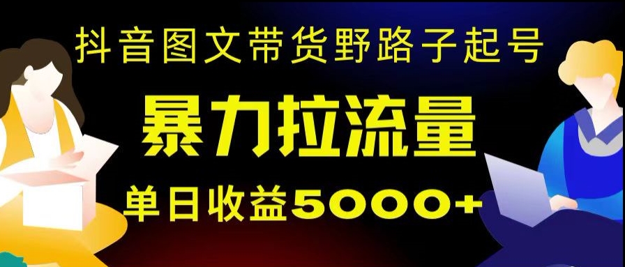 【10144】抖音图文带货暴力起号，单日收益5000+，野路子玩法，简单易上手，一部手机即可【揭秘】