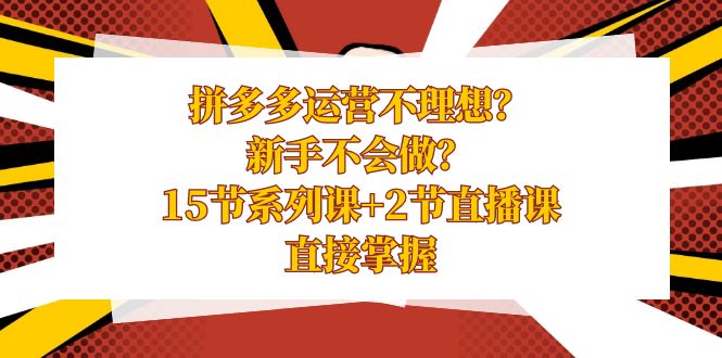 【10303】拼多多运营不理想？新手不会做？15节系列课+2节直播课，直接掌握