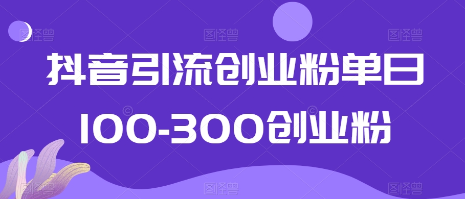 【10723】抖音引流创业粉单日100-300创业粉【揭秘】
