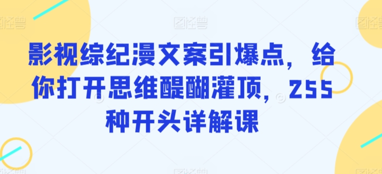 【11707】影视综纪漫文案引爆点，给你打开思维醍醐灌顶，255种开头详解课