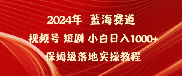 【11813】2024年视频号短剧新玩法小白日入1000+保姆级落地实操教程【揭秘】