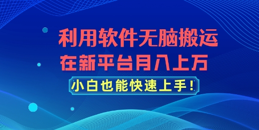 【12622】利用软件无脑搬运，在新平台月入上万，小白也能快速上手
