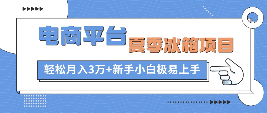 【13005】电商平台夏季冰箱项目，轻松月入3万+，新手小白极易上手