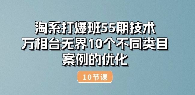 【13060】淘系打爆班55期技术：万相台无界10个不同类目案例的优化(10节)