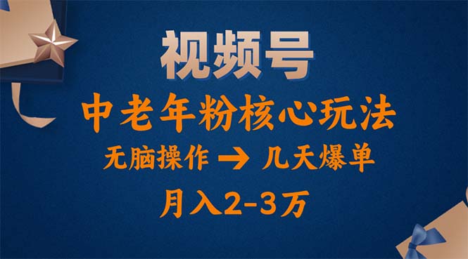 【13315】视频号火爆玩法，高端中老年粉核心打法，无脑操作，一天十分钟，月入两万