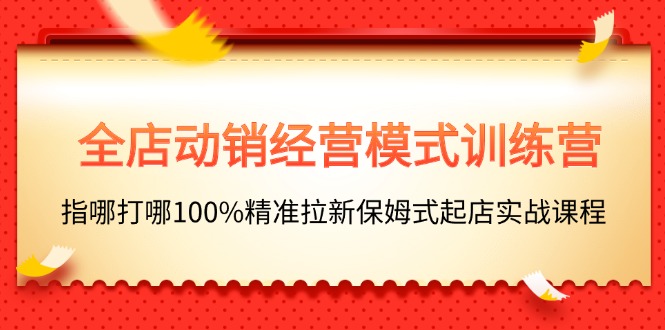 【13482】全店动销-经营模式训练营，指哪打哪100%精准拉新保姆式起店实战课程