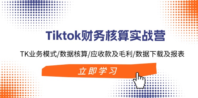 【13954】Tiktok财务核算实战营：TK业务模式/数据核算/应收款及毛利/数据下载及报表