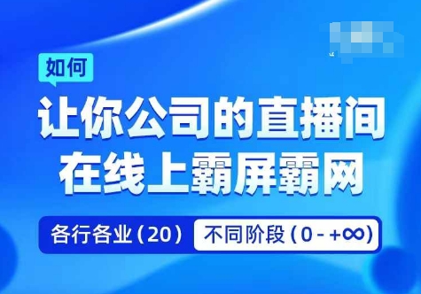 【14242】企业矩阵直播霸屏实操课，让你公司的直播间在线上霸屏霸网