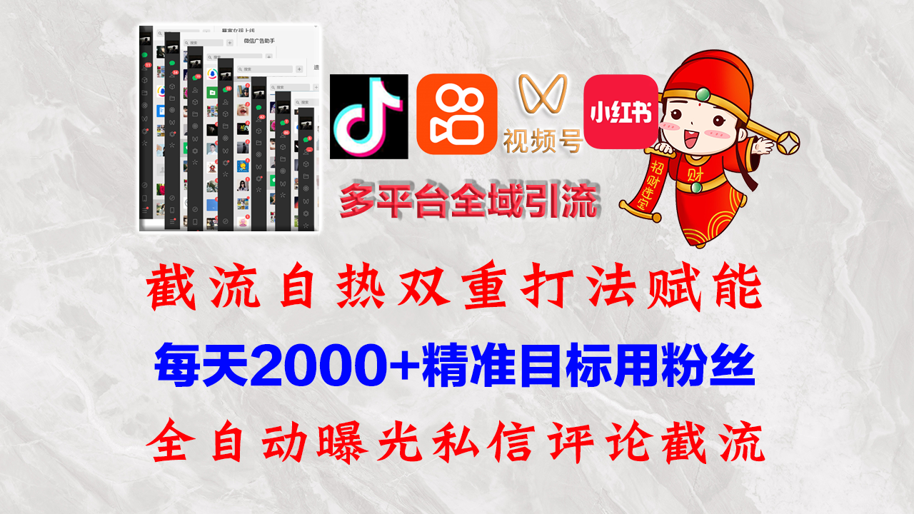 【14460】快手，抖音，小红书，视频号多平台全自动引流获客系统 精准全域引流