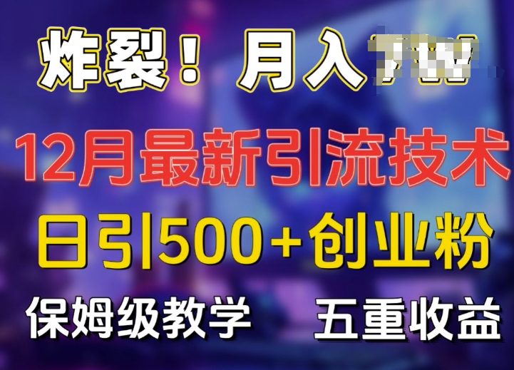【15718】炸裂!揭秘12月最新日引流500+精准创业粉，多重收益保姆级教学