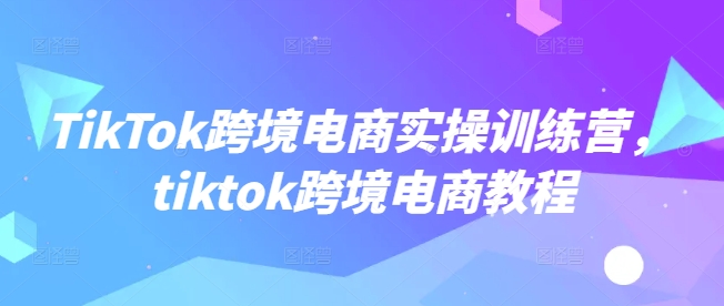 【16725】黑马TikTok跨境电商实操训练营，tiktok跨境电商教程