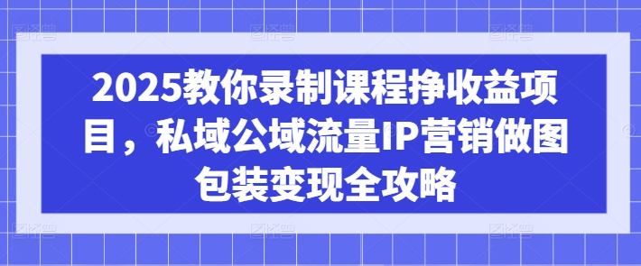 【16923】2025教你录制课程挣收益项目，私域公域流量IP营销做图包装变现全攻略