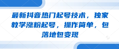 【17535】最新抖音热门起号技术，独家教学涨粉起号，操作简单，包落地包变现