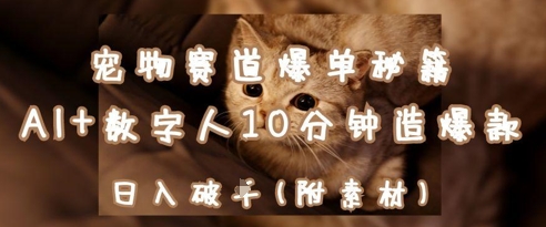 【17582】宠物赛道爆单秘籍：AI+数字人10分钟造爆款，日入1k