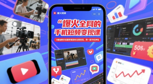 【17932】赵洋爆火全网的手机短视频变现课，0基础教你拍摄剪辑涨粉运营变现，用一部手机挣钱