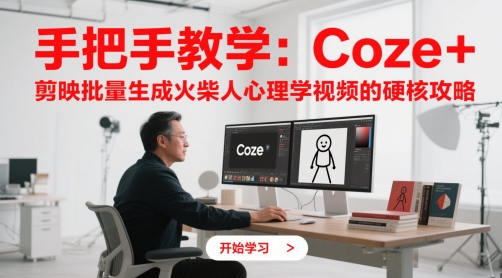 【17991】手把手教学：Coze + 剪映批量生成火柴人心理学视频的硬核攻略
