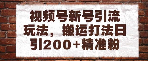 【18065】视频号新号引流玩法，搬运打法日引200+精准粉，可矩阵放大【揭秘】