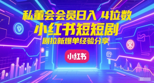 【18126】私董会会员日入4位数小红书红果短剧拉新爆单经验分享