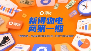 【18262】新得物电商项目手册，完整攻略+实战案例，普通人也能快速上手，利用下班时间搞钱