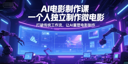 【18285】AI电影实验室AI电影制作课，一个人独立制作微电影，打破传统工作流，让AI重塑电影制作