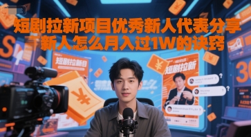 【18290】短剧拉新项目优秀新人代表分享新人怎么月入过1W的诀窍