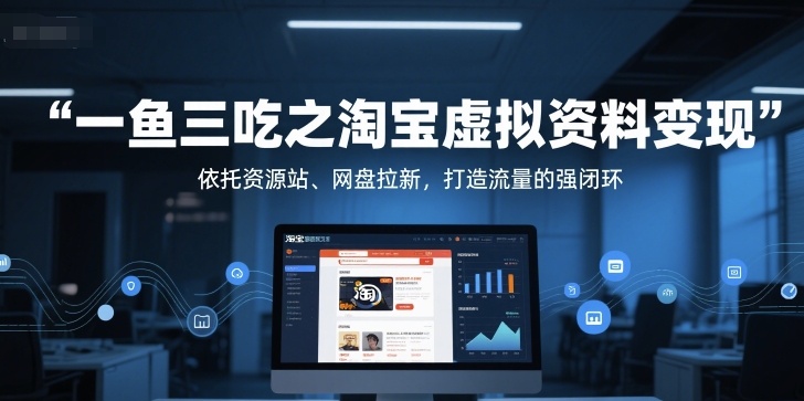 【18332】一鱼三吃之淘宝虚拟资料变现，依托资源站、网盘拉新，打造流量的强闭环
