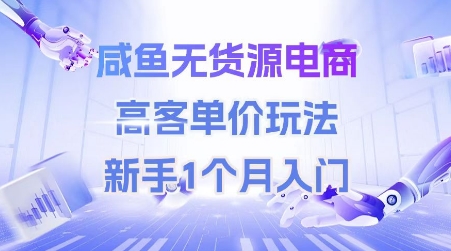 【18350】咸鱼无货源电商，高客单价玩法，新手1个月入门