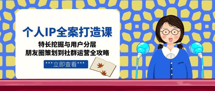 【18383】个人IP全案打造课，特长挖掘与用户分层，朋友圈策划到社群运营全攻略
