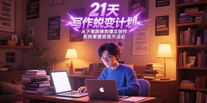 【18464】粥佐罗21天写作蜕变计划，从下笔困难到爆文创作，系统掌握变现方法论
