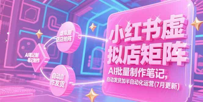 【18573】狂蜂会小红书虚拟店矩阵，AI批量制作笔记，自动发货加半自动化运营(7月更新)