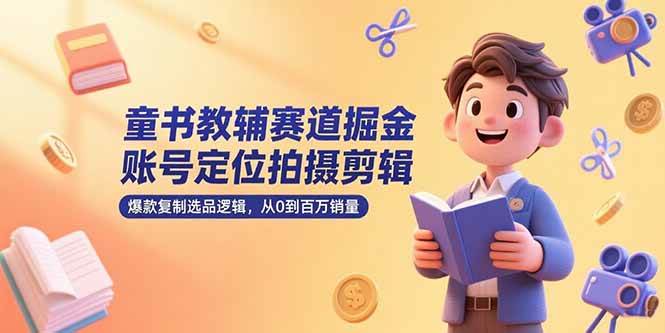 【18608】东子童书教辅赛道掘金，账号定位拍摄剪辑，爆款复制选品逻辑，从0到百万销量