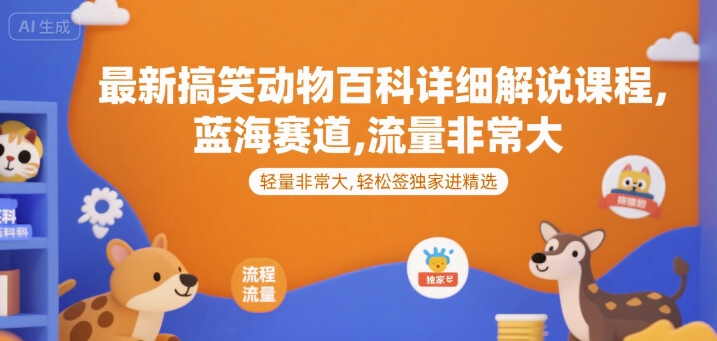 【18645】小夫动物园最新搞笑动物百科详细解说课程，蓝海赛道，流量非常大，轻松签独家进精选