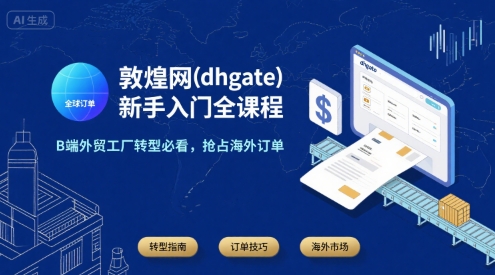 【18959】敦煌网(dhgate)新手入门全课程，B端外贸工厂转型必看，抢占海外订单