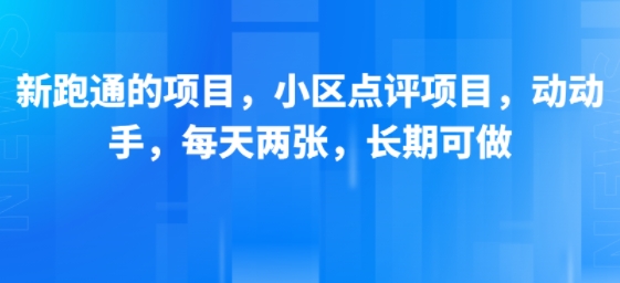 【18960】新跑通的项目，小区点评项目，动动手，每天两张，长期可做