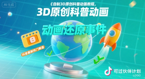 【19088】kurt blender自制3D原创科普动画教程，动画还原事件，抖音最新热门赛道，可过伙伴计划